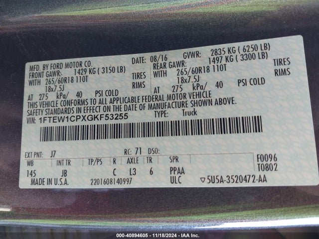 Ford F-150 Xlt 2016 1FTEW1CPXGKF53255 Image 9