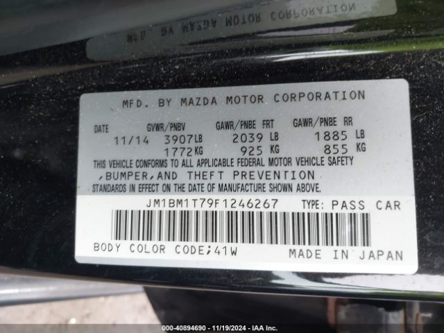 JM1BM1T79F1246267 Mazda Mazda3 I Sv