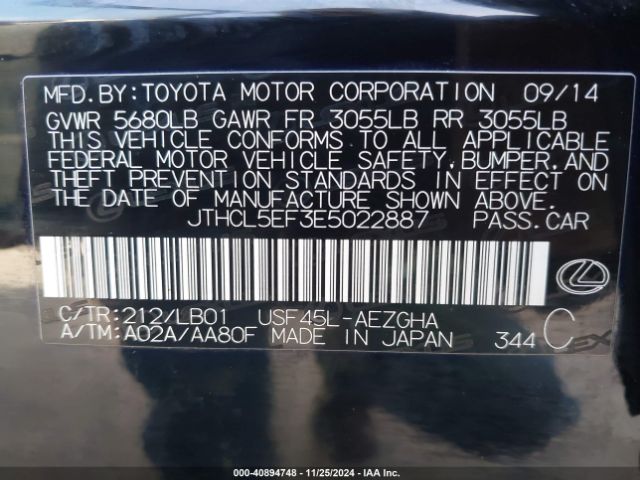 JTHCL5EF3E5022887 Lexus LS 460