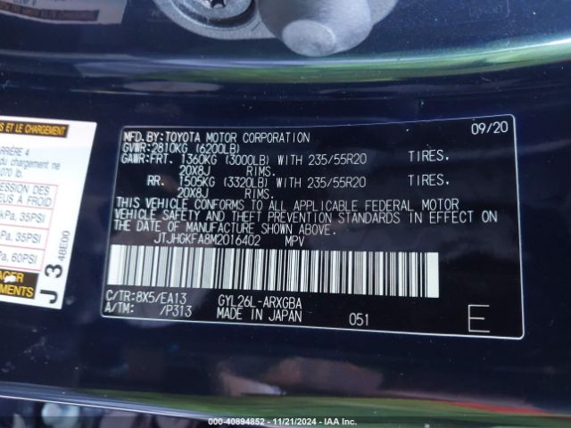 JTJHGKFA8M2016402 Lexus Rx 450hl