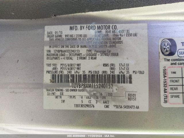 1ZVBP8AM1E5240153 Ford Mustang V6