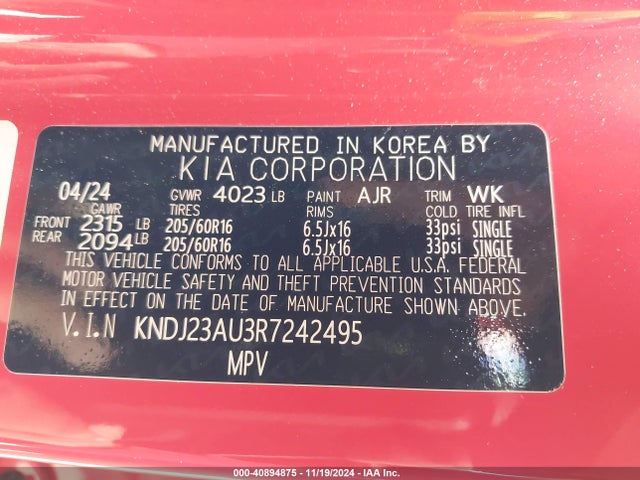 KIA SOUL LX 2024 KNDJ23AU3R7242495 Image 9