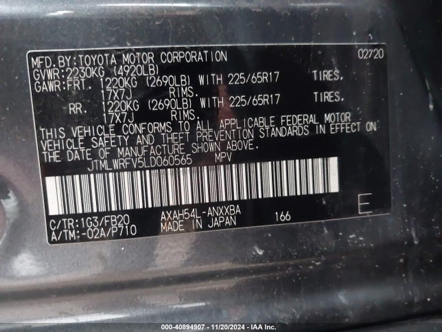 Toyota Rav4 Le Hybrid 2020 JTMLWRFV5LD060565 Image 9