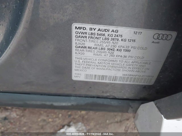 WA1BNAFY2J2115518 Audi Q5 2.0t Premium