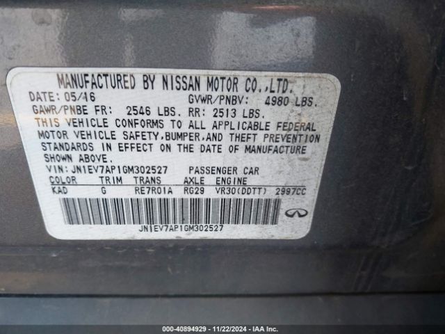 JN1EV7AP1GM302527 Infiniti Q50 3.0t Sport