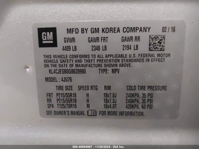 Buick Encore 2016 KL4CJESB0GB628980 Image 9
