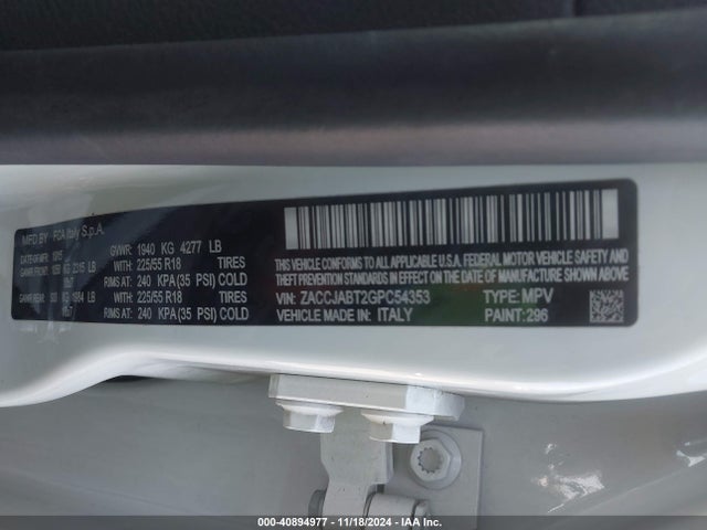 ZACCJABT2GPC54353 Jeep Renegade Latitude