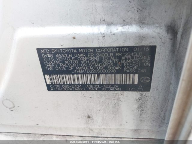 JTHBA1D22G5020298 Lexus IS 200T