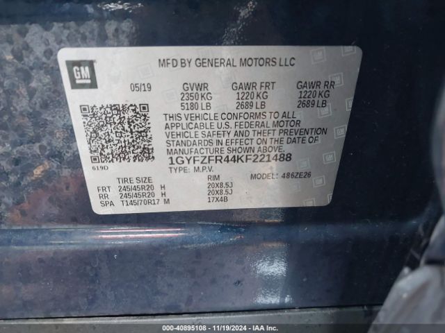 1GYFZFR44KF221488 Cadillac XT4 SPORT