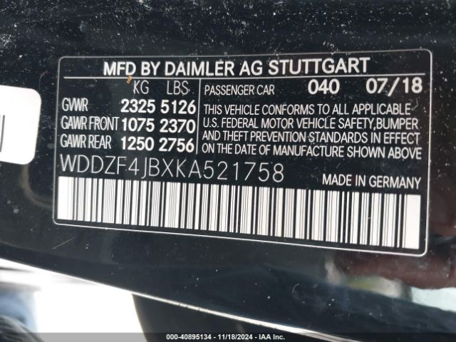 WDDZF4JBXKA521758 Mercedes-Benz E 300