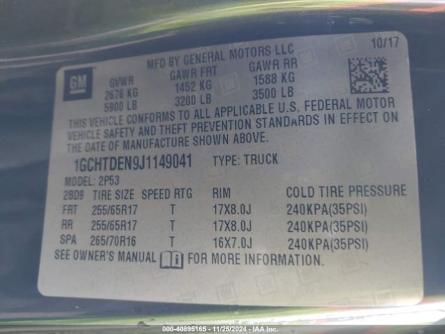 1GCHTDEN9J1149041 Chevrolet Colorado Z71