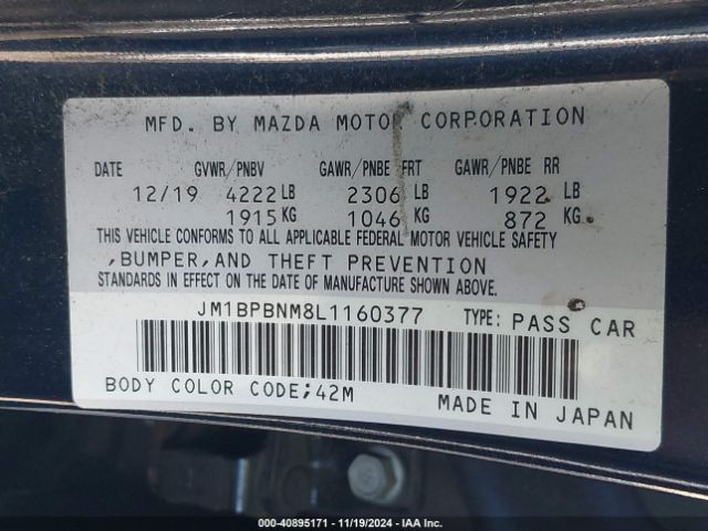 JM1BPBNM8L1160377 Mazda Mazda3 Premium Package