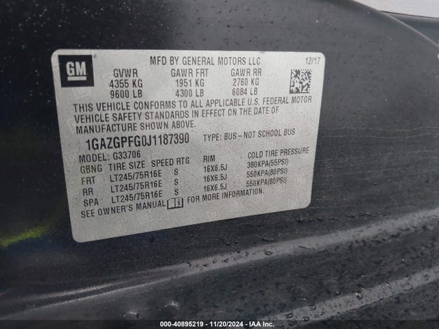 Chevrolet Express 3500 Lt 2018 1GAZGPFG0J1187390 Image 9