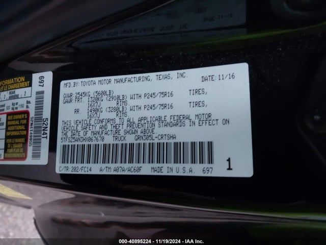 5TFSZ5AN3HX067670 Toyota Tacoma Sr5 V6