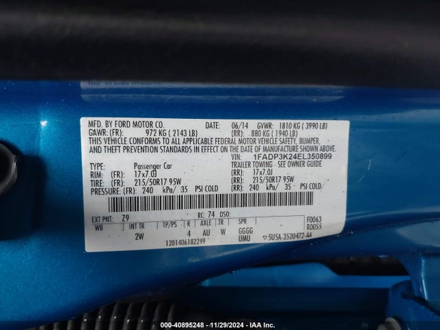 Ford FOCUS SE 2014 1FADP3K24EL350899 Image 9