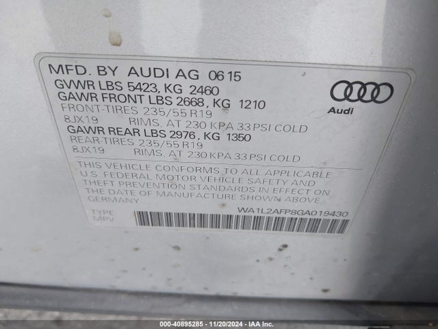 Audi Q5 2.0t Premium 2016 WA1L2AFP8GA019430 Image 9