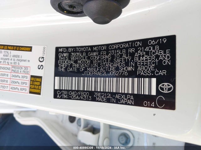 Toyota COROLLA LE 2020 JTDEPRAE2LJ052776 Image 9