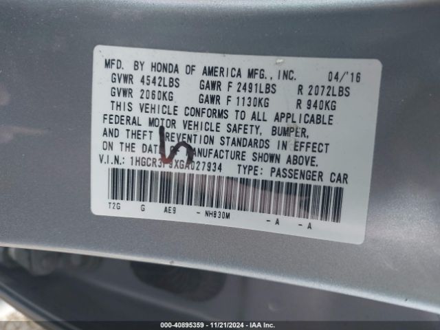 1HGCR3F9XGA027934 Honda Accord Touring