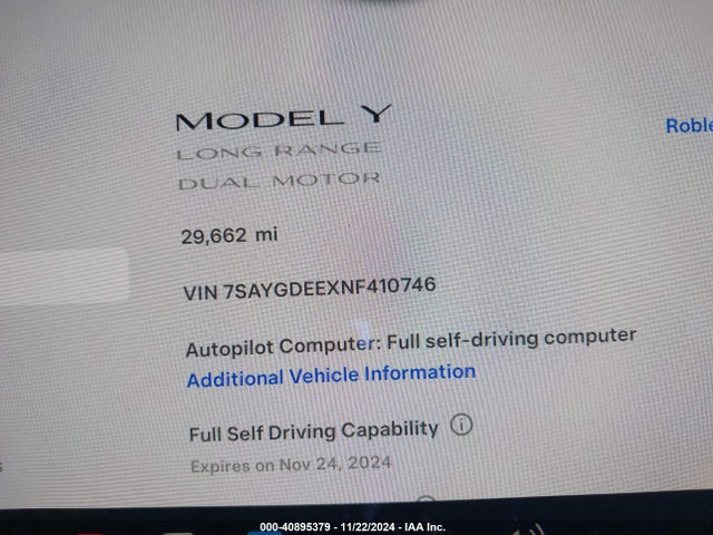 2022 TESLA MODEL Y 7SAYGDEEXNF410746 Photo 6