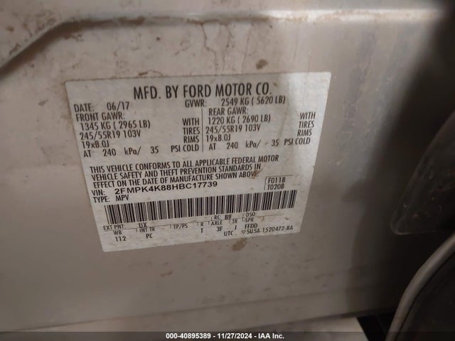 Ford Edge Titanium 2017 2FMPK4K88HBC17739 Image 9