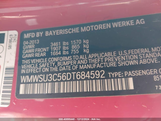 2013 MINI HARDTOP WMWSU3C56DT684592 Photo 8