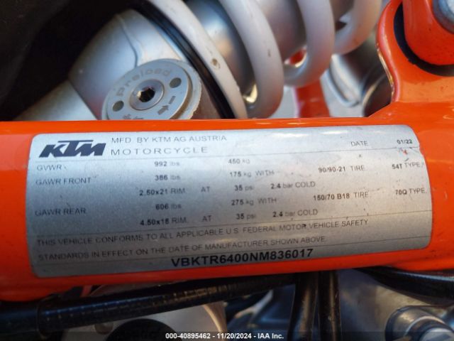 2022 KTM 890 VBKTR6400NM836017 Photo 9