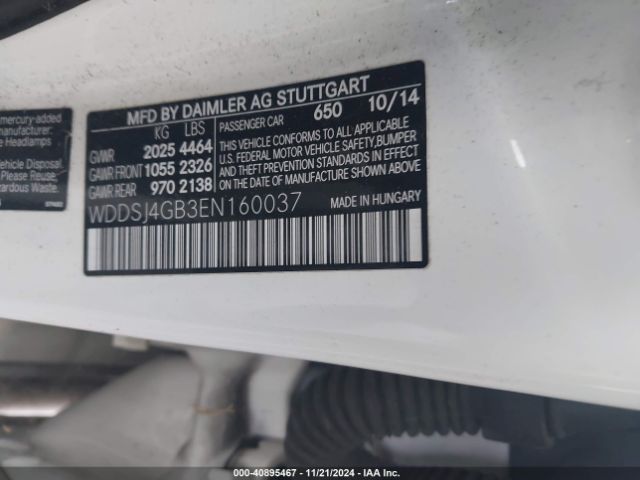 WDDSJ4GB3EN160037 Mercedes-Benz CLA 250 4MATIC