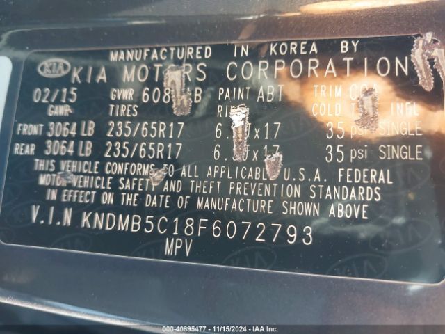 KNDMB5C18F6072793 KIA SEDONA LX