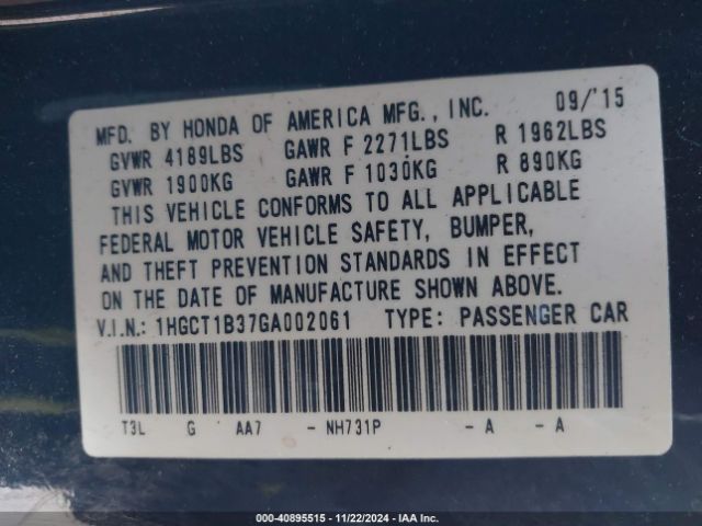 1HGCT1B37GA002061 Honda Accord Lx-s