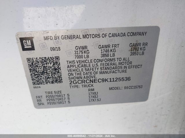 2GCRCNEC9K1125536 Chevrolet Silverado 1500 Ld Wt