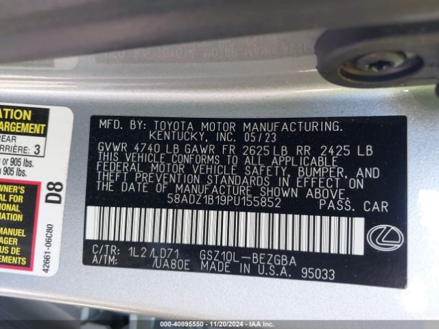 58ADZ1B19PU155852 Lexus ES 350