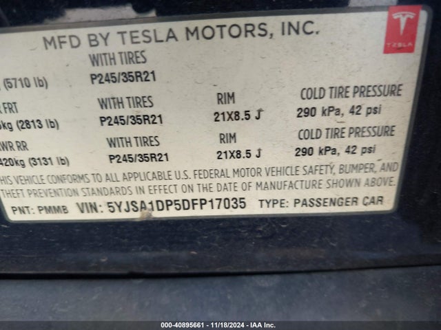 2013 TESLA MODEL S 5YJSA1DP5DFP17035 Photo 8