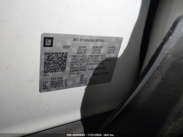 1GKKNMLSXKZ241436 GMC Acadia Slt-1