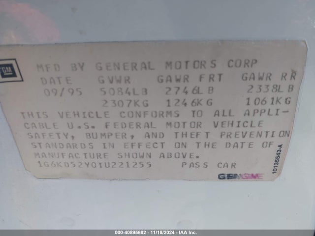 1996 CADILLAC DEVILLE 1G6KD52Y1TU270156 Photo 8