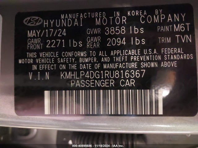 Hyundai mpi nu pe 2024 KMHLP4DG1RU816367 Image 9