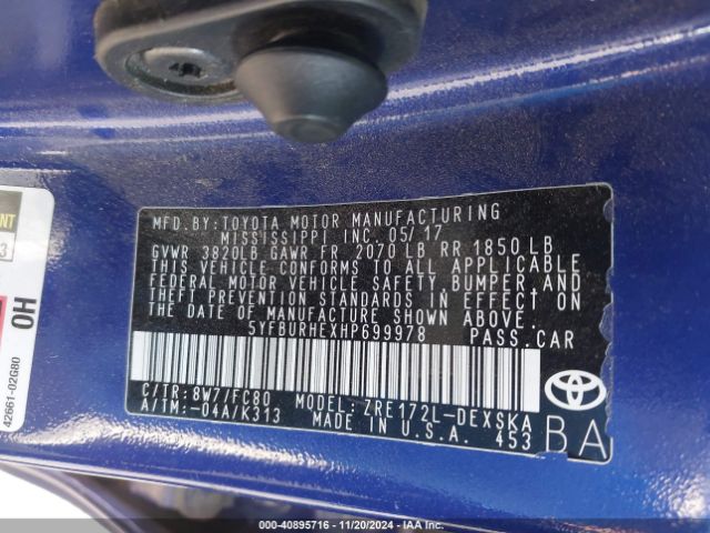 5YFBURHEXHP699978 Toyota Corolla L/le/xle/se/xse