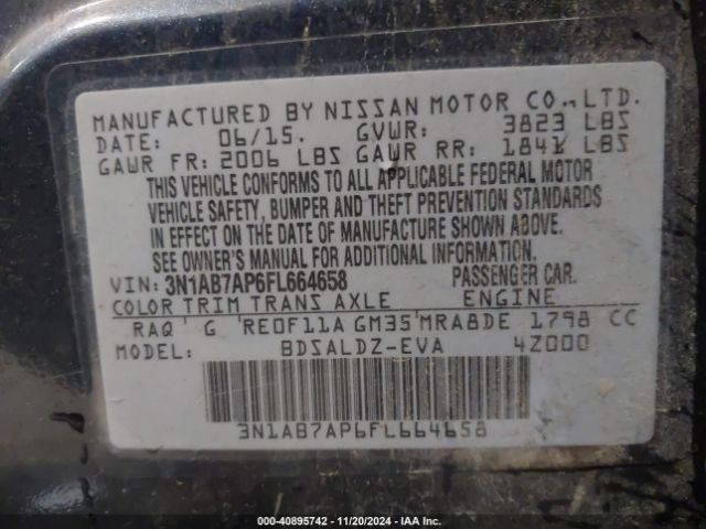 3N1AB7AP6FL664658 Nissan SENTRA SV