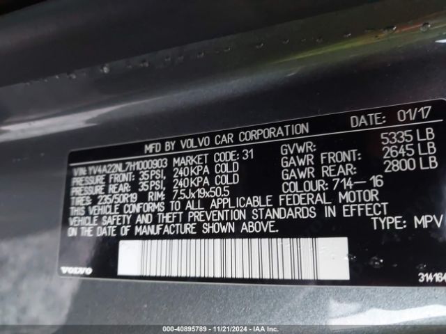 2017 VOLVO V90 CROSS COUNTRY YV4A22NL7H1000903 Photo 8