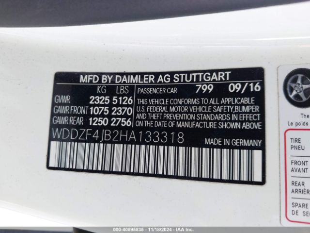 WDDZF4JB2HA133318 Mercedes-Benz E 300