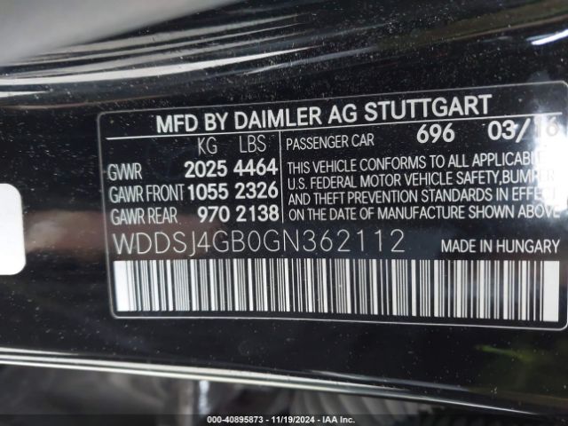 WDDSJ4GB0GN362112 Mercedes-Benz CLA 250 4MATIC