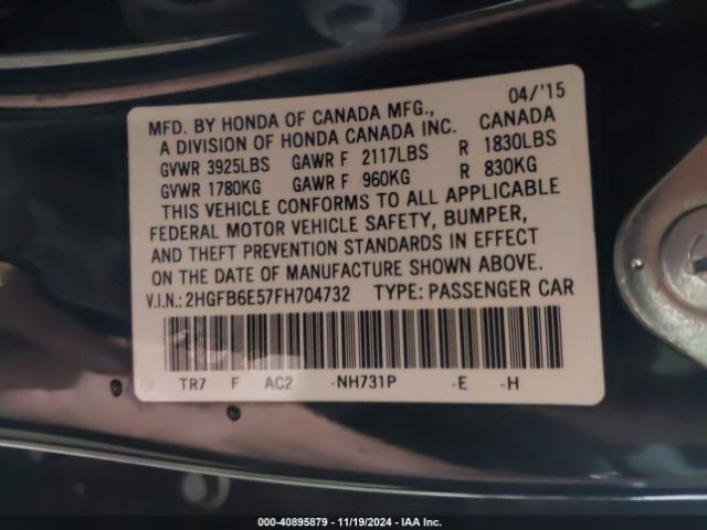 2HGFB6E57FH704732 Honda CIVIC SI