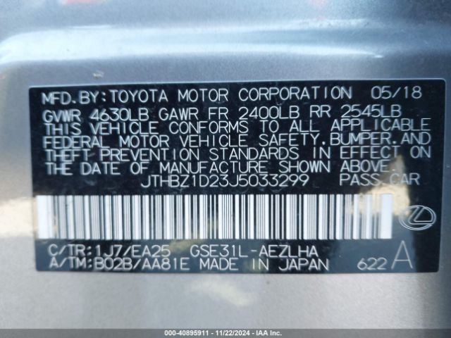 JTHBZ1D23J5033299 Lexus IS 350