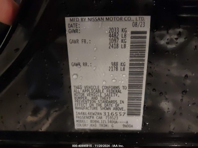 1N4BL4EW2RN316557 Nissan Altima Sl Intelligent Awd