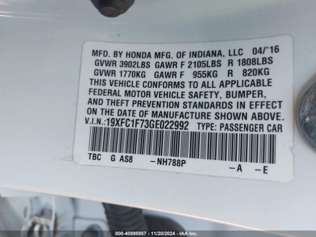 19XFC1F73GE022992 Honda Civic Ex-l