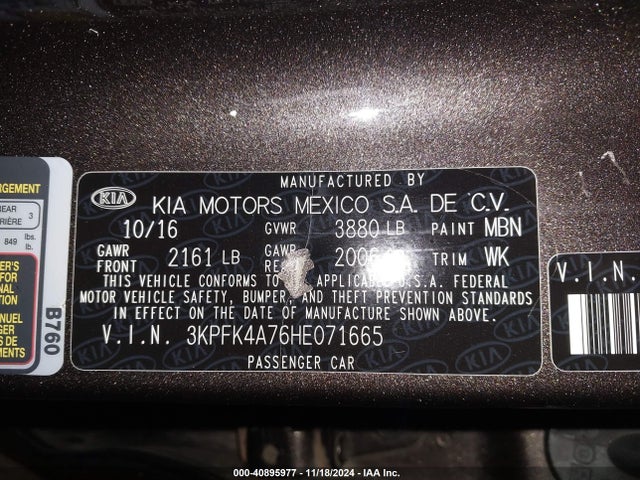 KIA FORTE LX 2017 3KPFK4A76HE071665 Image 9