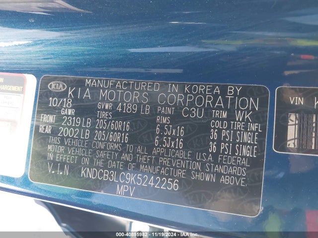 KIA NIRO LX 2019 KNDCB3LC9K5242256 Image 9