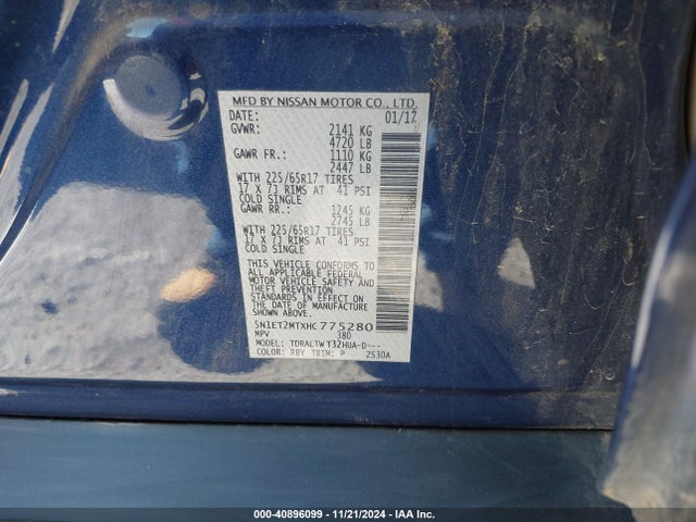 5N1ET2MTXHC775280 Nissan Rogue Hybrid Sv