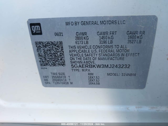 5GAERBKW3MJ243232 Buick Enclave Fwd Essence