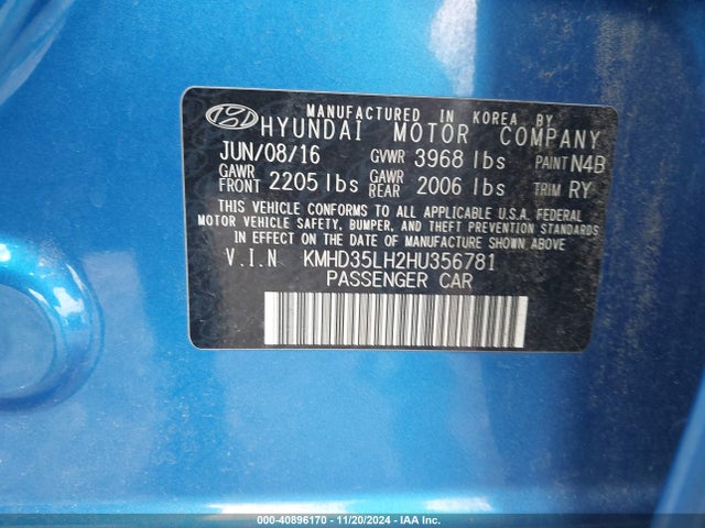 KMHD35LH2HU356781 Hyundai ELANTRA GT