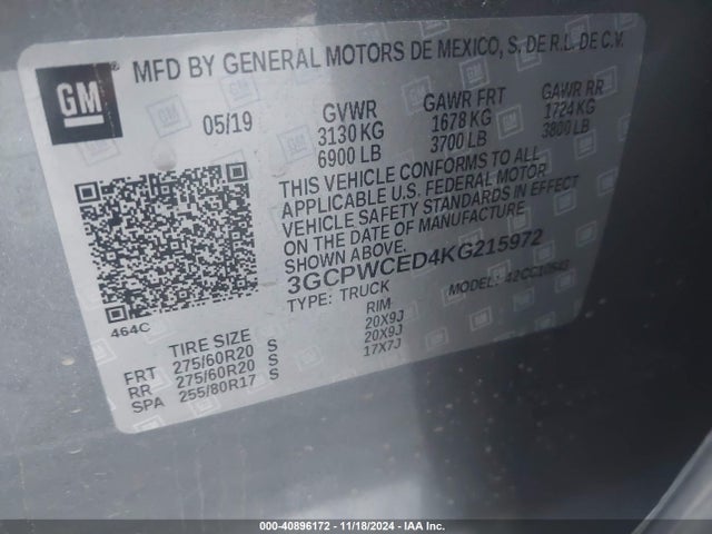 Chevrolet Silverado 1500 Lt 2019 3GCPWCED4KG215972 Image 9